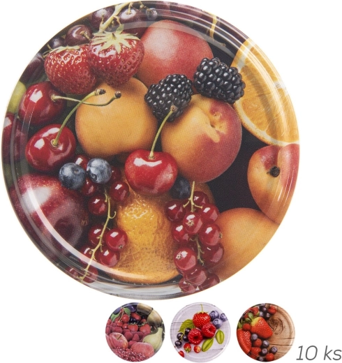 Tapa metálica para conservas bio 82 TO 82 con motivo de fruta (10 uds.)