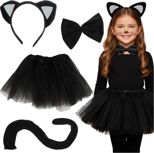 Disfraz infantil de gatita Kruzzel negro 4 piezas