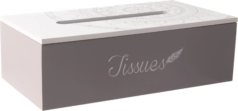 Caja de madera para pañuelos de papel con motivo de mandala 24 × 14 × 10 cm