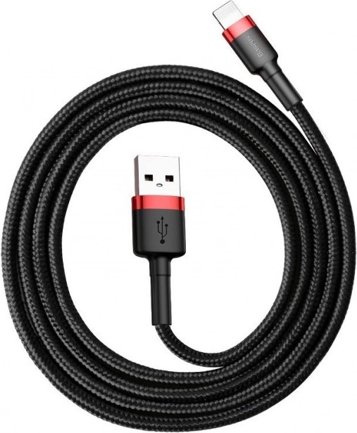 Cable Baseus Cafule USB–Lightning 1 m, 2,4 A, rojo‑negro
