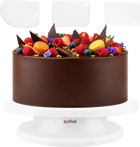 Soporte giratorio para tartas de 28 cm + 3 espátulas de decoración Ruhhy