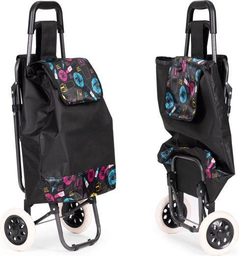 Carrito de la compra 30 l con asiento plegable y ruedas grandes MODERNHOME