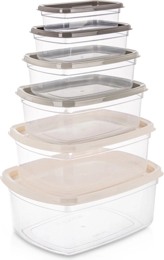 Juego de recipientes para alimentos con tapas, 6 piezas ORION