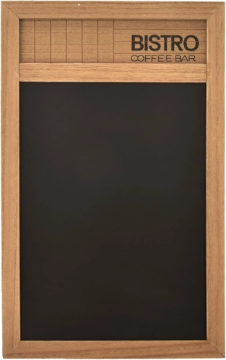 Pizarra mural bistro con marco de madera 34 × 55 cm marrón