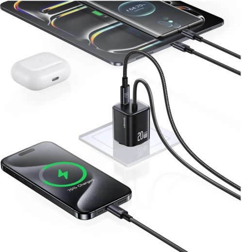 Cargue dos dispositivos a la vez (2× USB‑C)