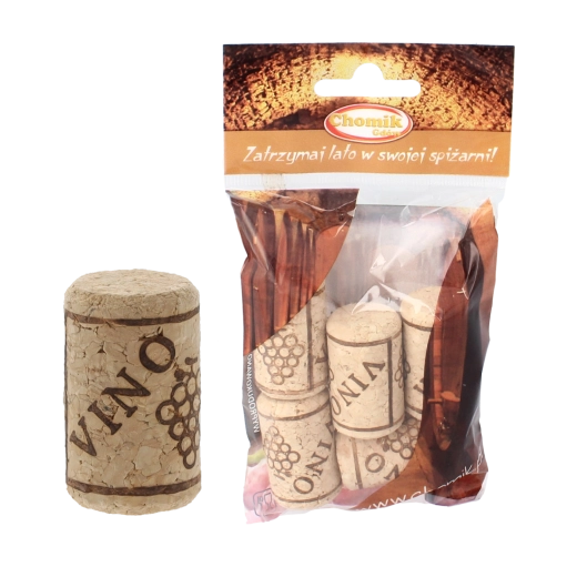 Tapones de corcho natural con motivo de uvas 23 × 38 mm – set de 5 uds