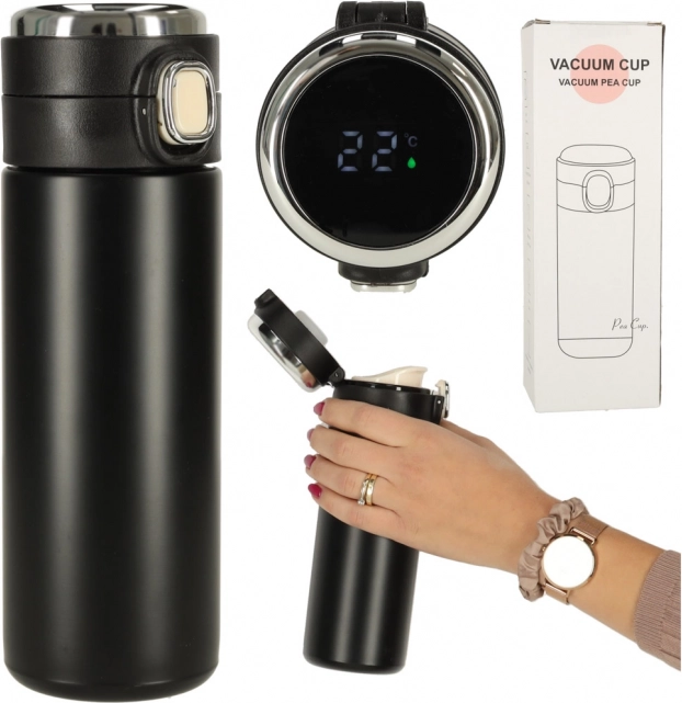 Vaso térmico con boquilla y pantalla LED 420 ml negro