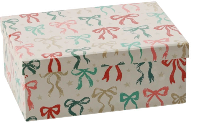 Caja de regalo navideña con lazo 23 × 16,5 × 9 cm - 1 pieza