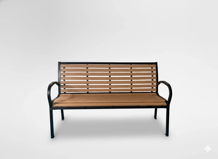 Banco de jardín con imitación de madera, marrón 125 × 60 × 80 cm