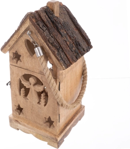 Farol decorativo en forma de casita con ángel