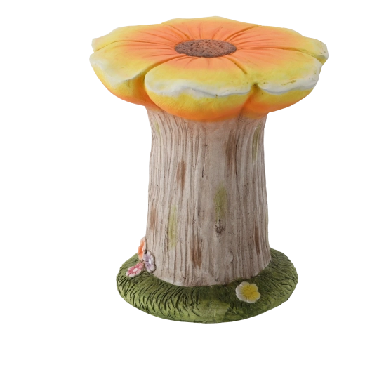 Soporte de jardín para maceta con flor naranja