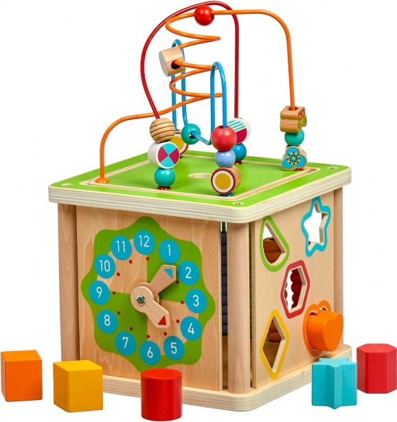 Cubo motriz de madera 5 en 1 LUCY & LEO con reloj