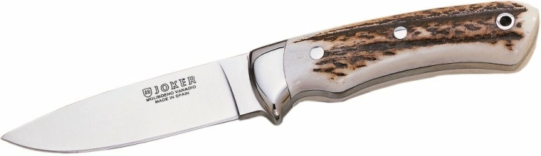 Cuchillo de caza Joker Pantera 9,5 cm, asta, funda de cuero