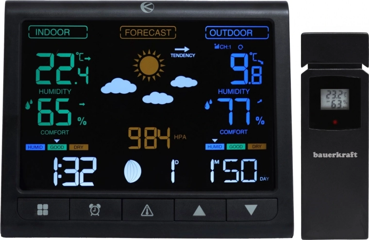 Estación meteorológica inalámbrica con pantalla LCD y sensor exterior