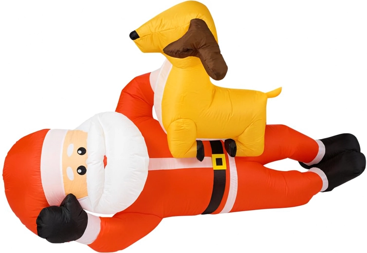 Santa hinchable con reno 210 cm con iluminación LED