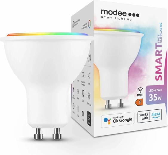 Bombilla LED inteligente GU10 4,7 W, color y blanca, regulable – Modee Tuya Wi‑Fi