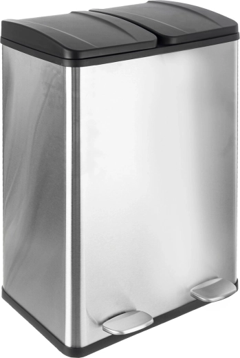 Papelera reciclaje dúo de acero inoxidable/UH 2×30 l