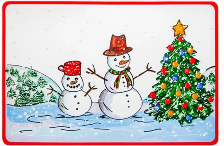 Mantel individual navideño de plástico Toro con muñeco de nieve 28 × 43 cm