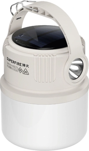 Lámpara de camping Superfire T22 con carga solar e iluminación 360°