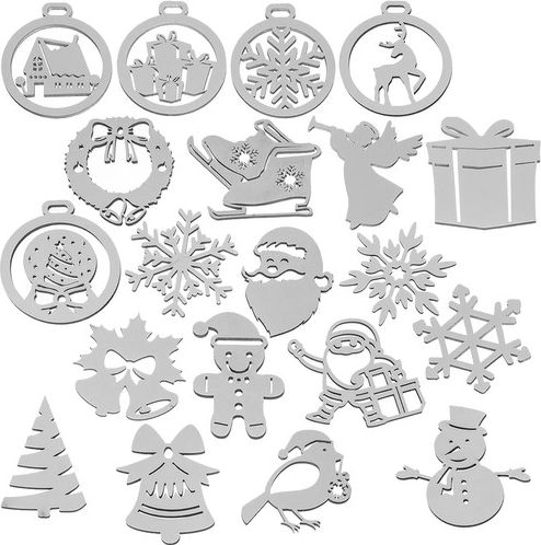 Adornos navideños de madera RUHHY 20 uds – blancos, irrompibles, 9 cm