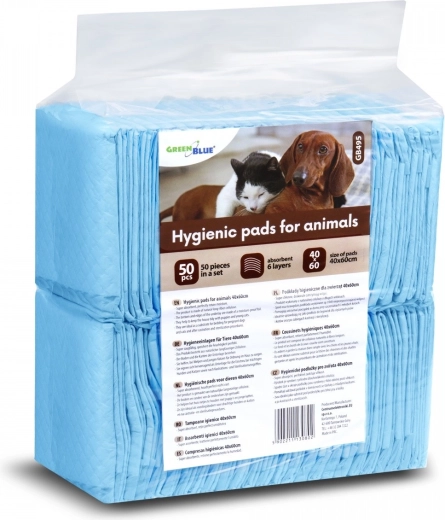 Empapadores higiénicos para animales 40 × 60 cm, 50 unidades