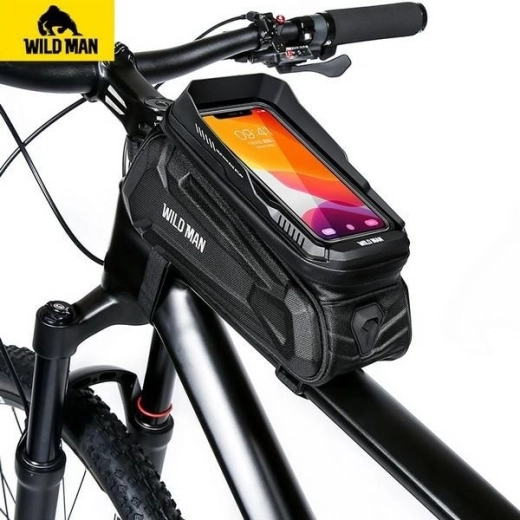 WildMan XT5 bolsa para el cuadro de bicicleta con soporte para teléfono, negra