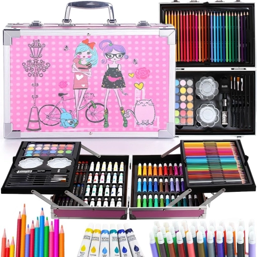 Set de arte infantil en maletín rosa Renew Force Girls, 145 piezas