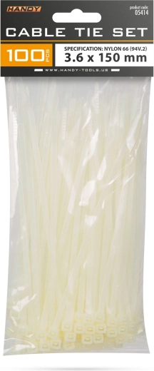 Bridas transparentes para cables 150 × 3,6 mm, 100 unidades