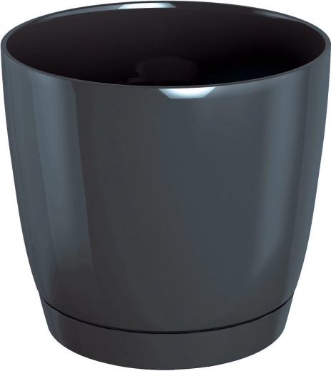 Maceta Coubi Round P con plato 12 cm – grafito