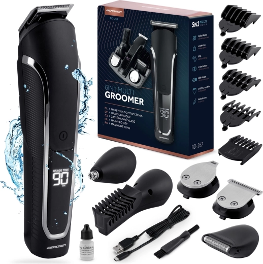 Set de afeitado y recorte Berdsen 6 en 1 Barber Master negro