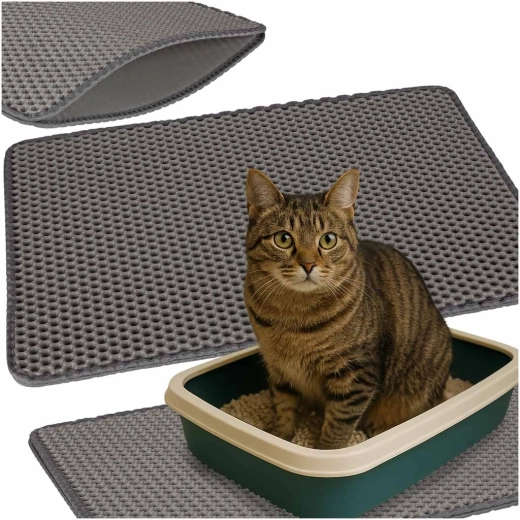 Alfombrilla impermeable de dos capas para arenero de gato 40 × 60 cm
