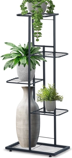 Soporte para plantas de metal negro de cinco niveles 96 cm
