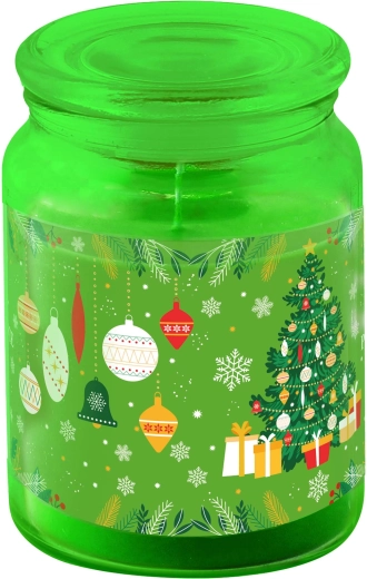 Vela verde en recipiente de vidrio con tapa, 510 g