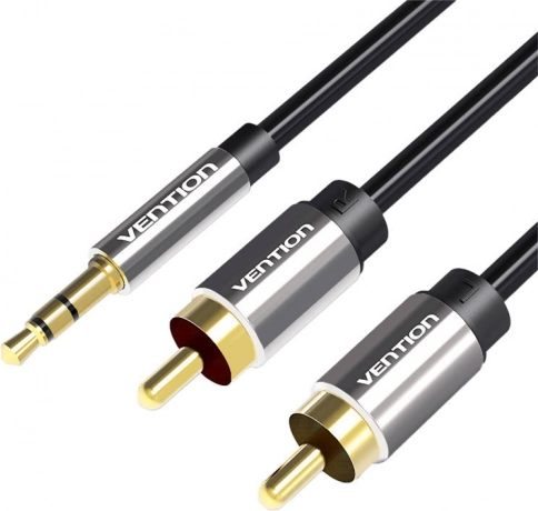 Cable de audio 2×RCA a 3,5 mm VENTION 0,5 m negro