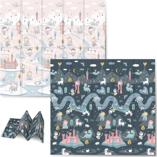 Alfombra de juego plegable de espuma 200 × 180 × 1 cm NUKIDO – de doble cara, impermeable, XPE
