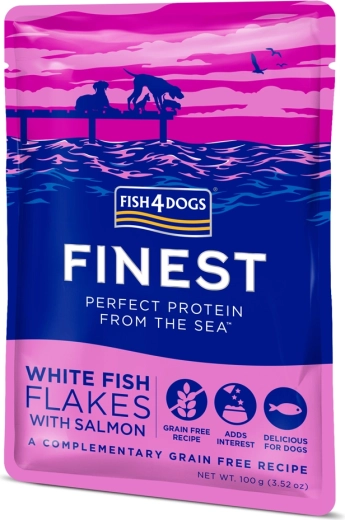 Fish4Dogs sobre para perros de pescado blanco con salmón 100 g