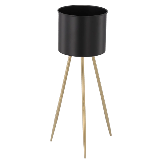 Elegante soporte metálico para flores 24 × 24 × 70 cm, negro con patas doradas