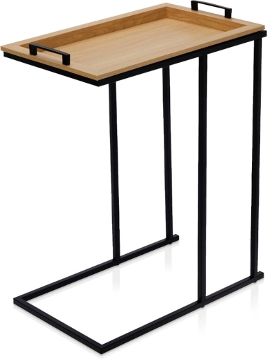 Mesa auxiliar metálica para sofá con bandeja extraíble 45 × 28 × 60 cm