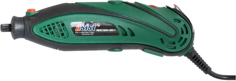 Mini amoladora recta 135 W en maletín con accesorios de 210 piezas ASIST
