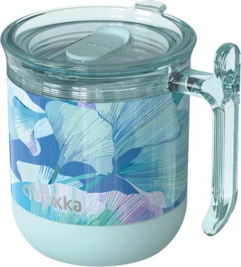 Taza térmica de acero inoxidable Quokka Wave ginkgo leaves turquesa 260 ml