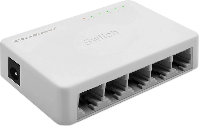Switch de red gigabit QOLTEC 5× RJ45, 1000 Mb/s, plug & play