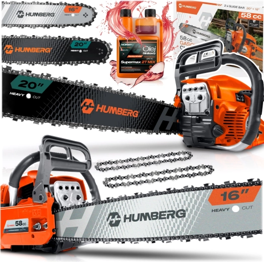 Motosierra de gasolina Humberg hm-660 58 cm³ (16"/20") + aceite 2T