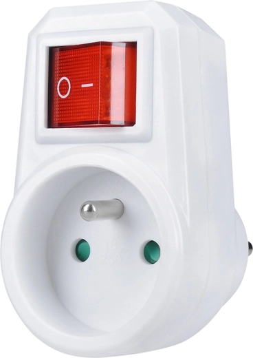 Enchufe pasante Solight con interruptor, 16 A, blanco