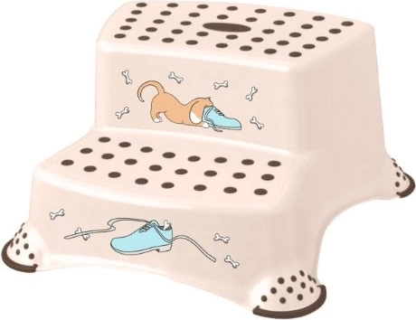 Taburete infantil antideslizante de dos peldaños DOG, beige