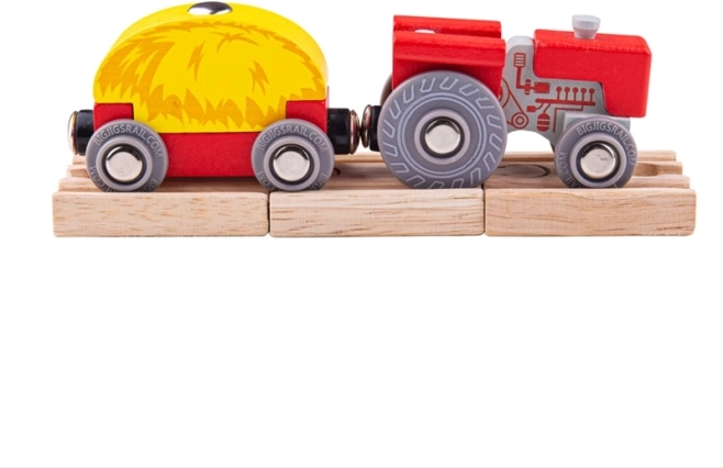 Bigjigs Rail tractor rojo con vagón plataforma