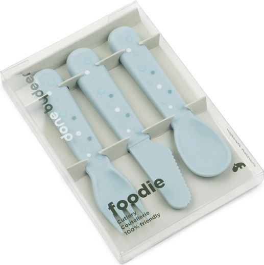 Done by Deer set de cubiertos Foodie Happy dots azul