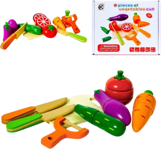 Verduras de madera para cortar con tabla y cuchillo - 1 pieza