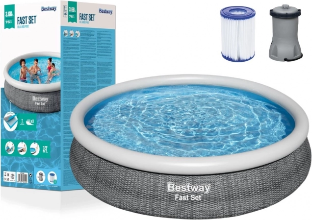 Piscina hinchable BESTWAY Fast Set 366 × 76 cm con filtración