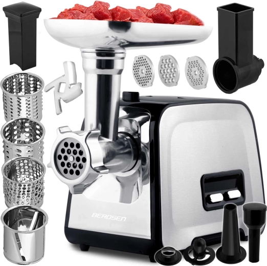 Picadora de carne eléctrica Berdsen 450/1200 W con accesorios