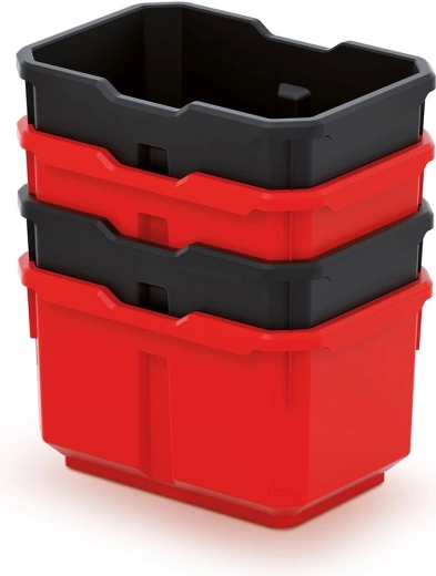 Juego de cajas de plástico para herramientas TITAN BOX, negro/rojo (4 uds)